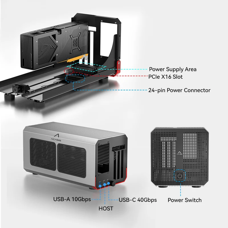 Carcasa eGPU Acasis de 40Gbps, - Thunderbolt 4 External Gpu Enclosure reseña y precio